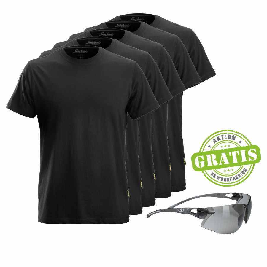 2502 Snickers T-Shirt 5er Pack+gratis Schutzbrille 2502 Snickers T-Shirt 5er Pack+gratis Schutzbrille