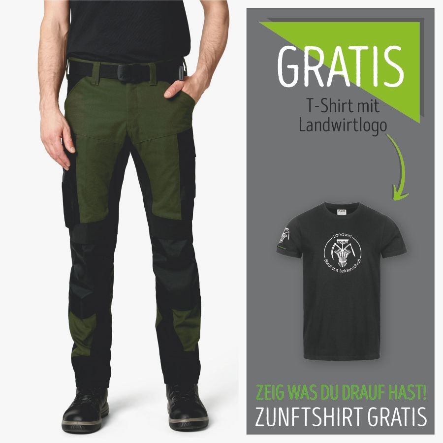 122110 FHB Arbeitshose Leo+Gratis T-Shirt Landwirt