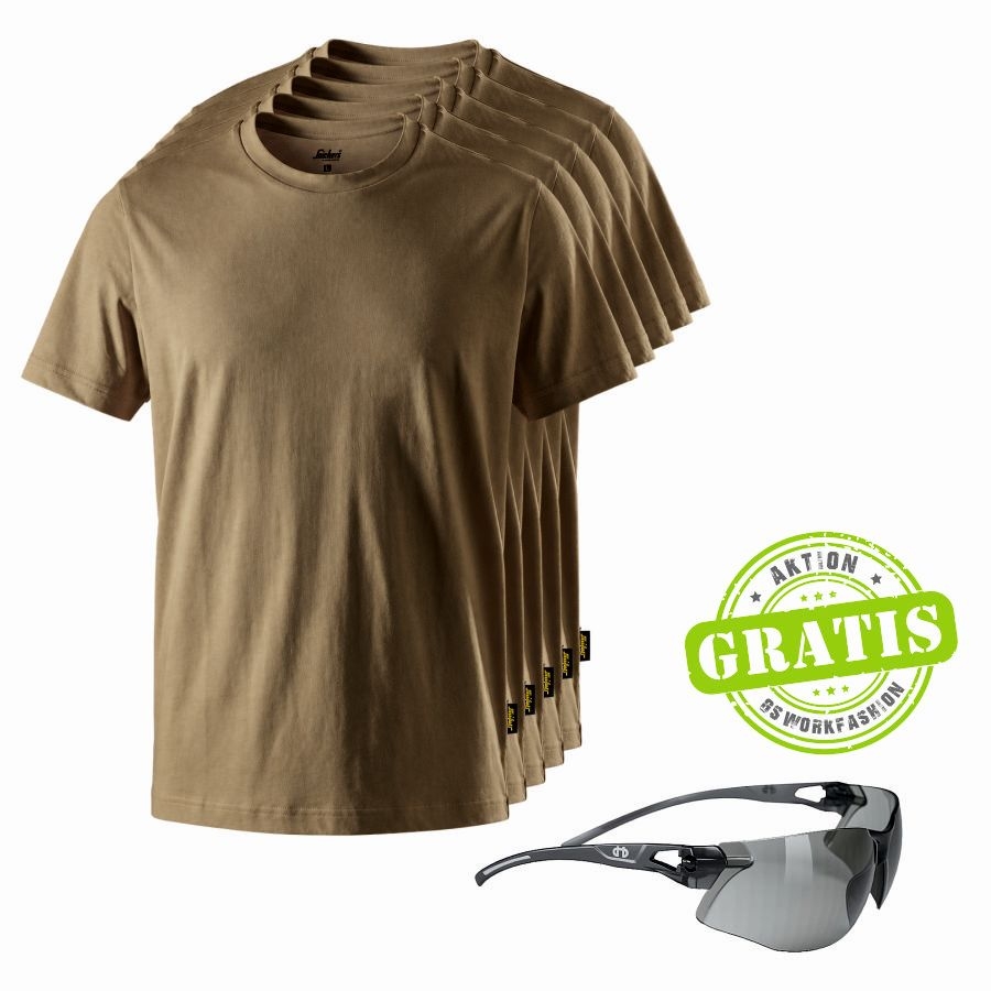 2502 Snickers T-Shirt 5er Pack+gratis Schutzbrille