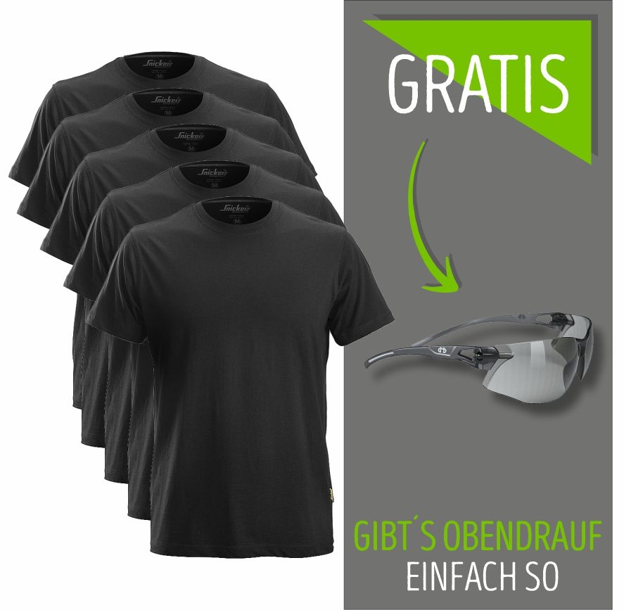 2502 Snickers T-Shirt 5er Pack+gratis Schutzbrille