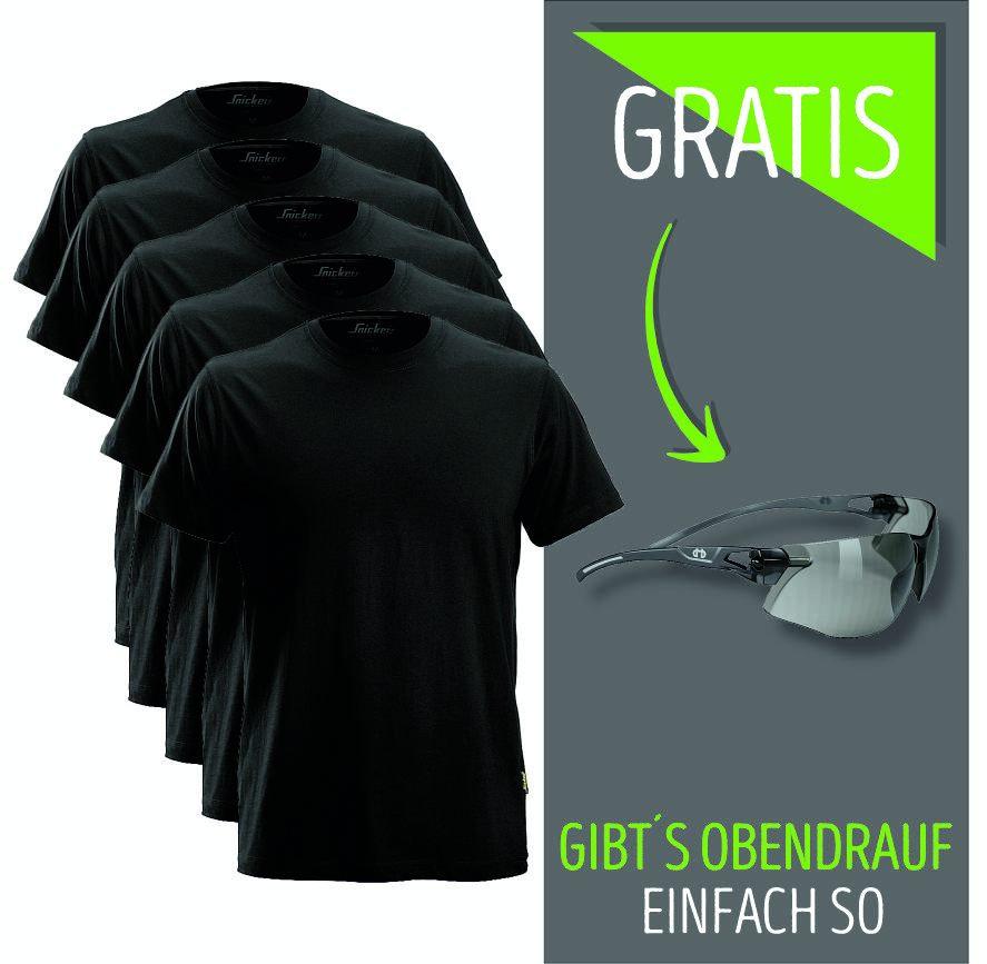 2502 Snickers T-Shirt 5er Pack+gratis Schutzbrille