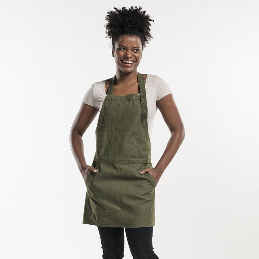 510 Chaud Devant® Latzschürze Base Green Denim 510 Chaud Devant® Latzschürze Base Green Denim